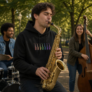 Rainbow Saxophone Colorful Jazz Instrument Hoodie