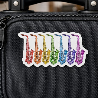 Rainbow Saxophone Colorful Lineup Sticker