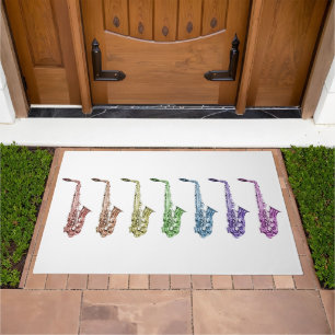 Rainbow Saxophone Lineup Doormat