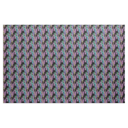 Rainbow Saxophones Pattern on Black Fabric