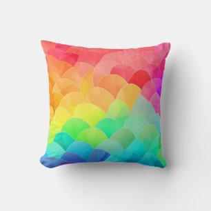 Rainbow Scales of Mermaid Throw Pillow