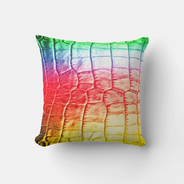 Rainbow Scales Throw Pillow (Front)