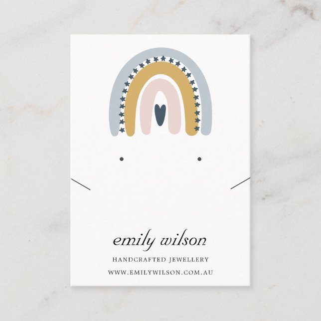 RAINBOW SCANDI BLUSH EARRING NECKLACE DISPLAY BUSINESS CARD (Front)