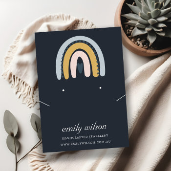 Rainbow Scandi Blush Navy Earring Necklace Display Business Card by JustJewelryDisplay at Zazzle