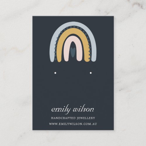 RAINBOW SCANDI BLUSH NAVY EARRING STUD DISPLAY BUSINESS CARD