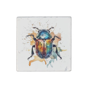 Rainbow Scarab Stone Magnet