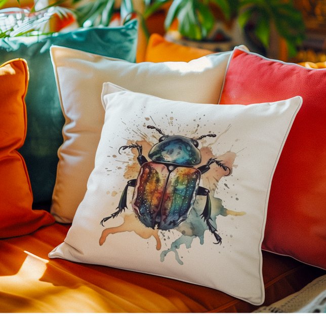 Rainbow Scarab Throw Pillow (Creator Uploaded)