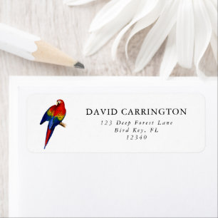 Rainbow Scarlet Macaw Tropical Rain Forest Bird Label