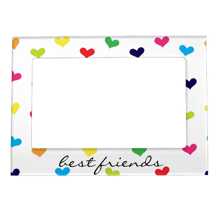 Rainbow Scattered Heart Best Friends Frame Photo Frame Magnets