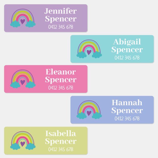 Rainbow School Lunch Box Kids' Labels (Group)