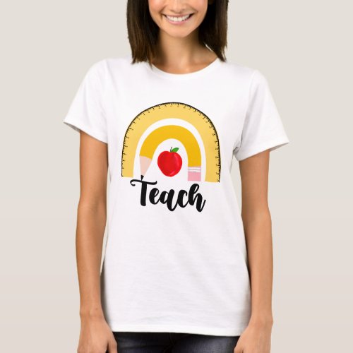 Rainbow School Supplies Teach Woman T_Shirt