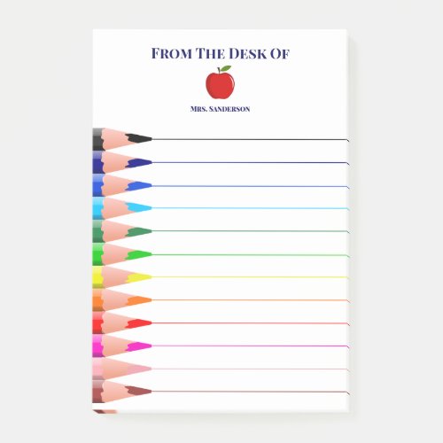 Rainbow School Teacher Name Pencils Lined Post_it Notes