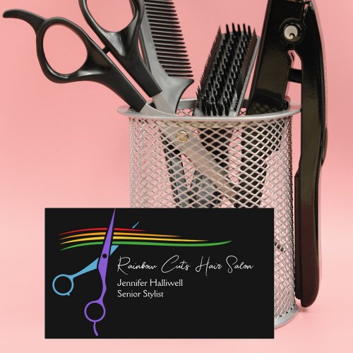 Rainbow Scissors Chic Modern Hair Stylist Salon Business Card