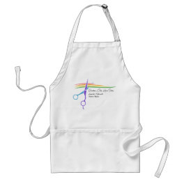 Rainbow Scissors Hair Stylist Chic Salon Custom Adult Apron