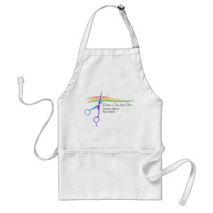 Rainbow Scissors Hair Stylist Chic Salon Custom Adult Apron