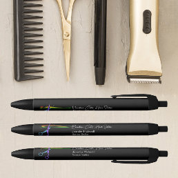 Rainbow Scissors Hair Stylist Chic Salon Marketing Black Ink Pen