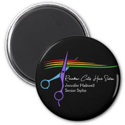 Rainbow Scissors Hair Stylist Chic Salon Marketing Magnet
