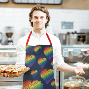 Rainbow scribble heart apron