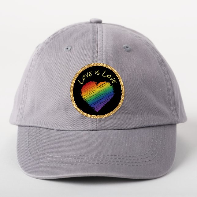 Rainbow Scribble Heart Patch (On Headwear)