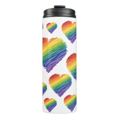 Rainbow scribble heart tumbler