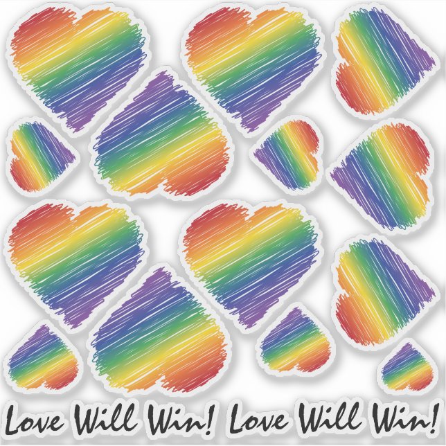 Rainbow Scribble Heart Variety sized Sticker (Front)