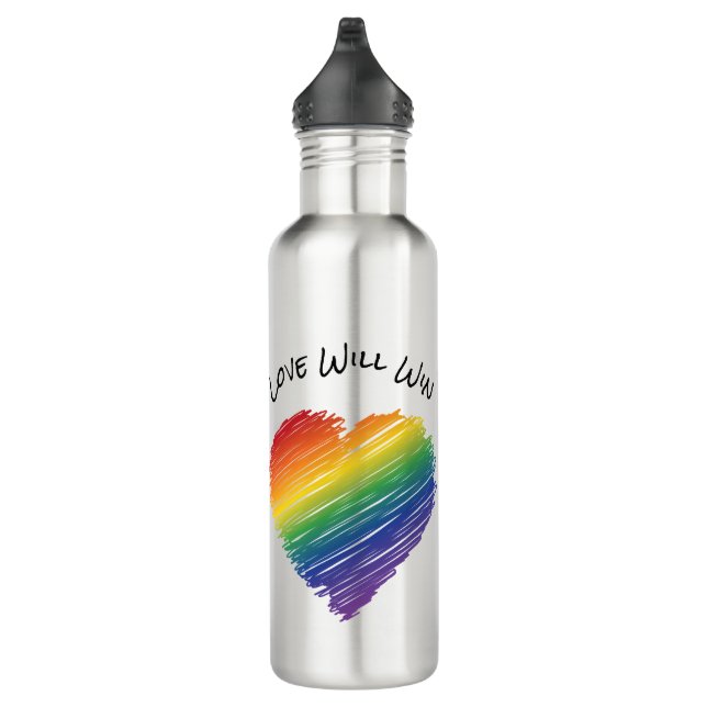 Rainbow scribble heart water bottle (Right)