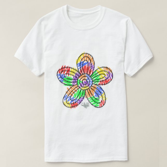 Rainbow Scribbles (flower) T-Shirt (Design Front)