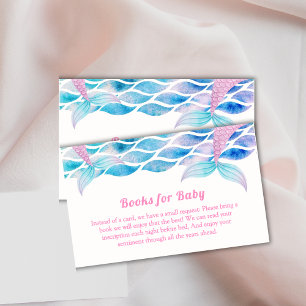 Rainbow Sea Mermaid Tail Books For Baby Shower Enclosure Card