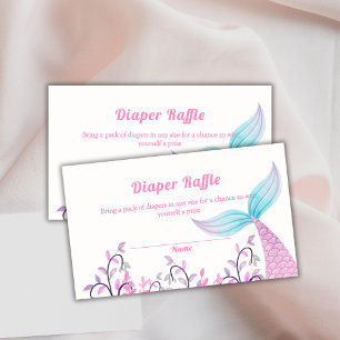 Rainbow Sea Mermaid Tail Diaper Raffle Baby Shower Enclosure Card