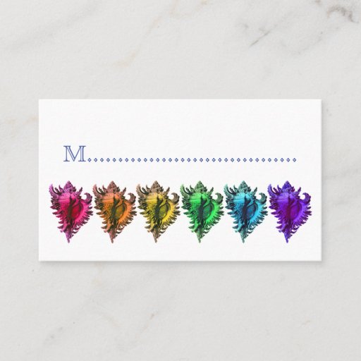 Customizable Rainbow Sea Shells Reception Table Seating Cards Business Card