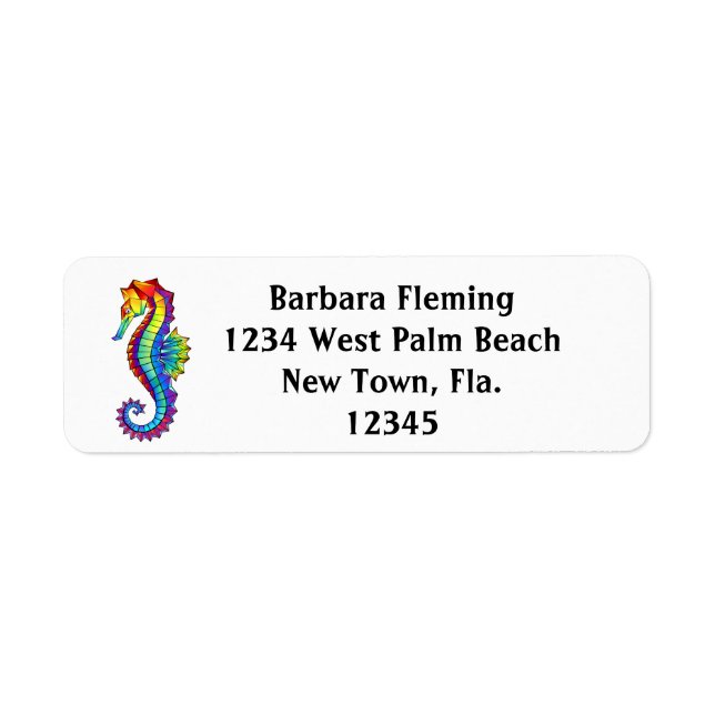 Rainbow Seahorse Return Address Label (Front)