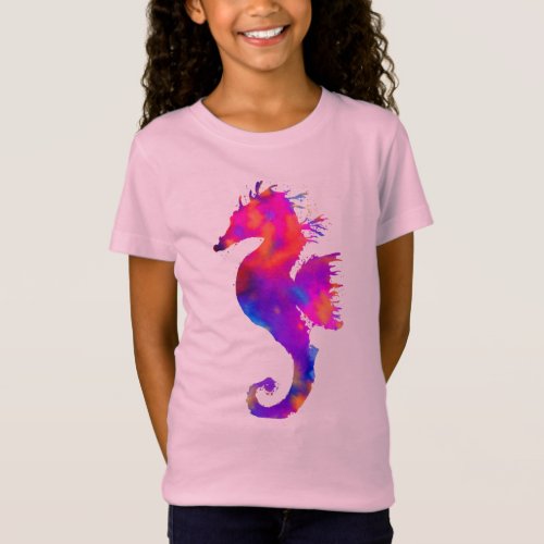 Rainbow Seahorse Silhouette T_Shirt