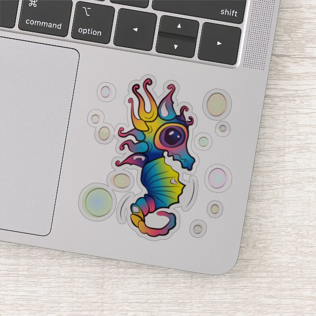 Rainbow Seahorse Sticker (Detail)