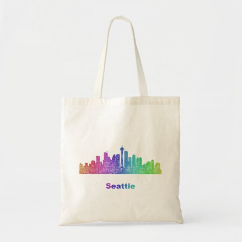 Rainbow Seattle skyline Tote Bag
