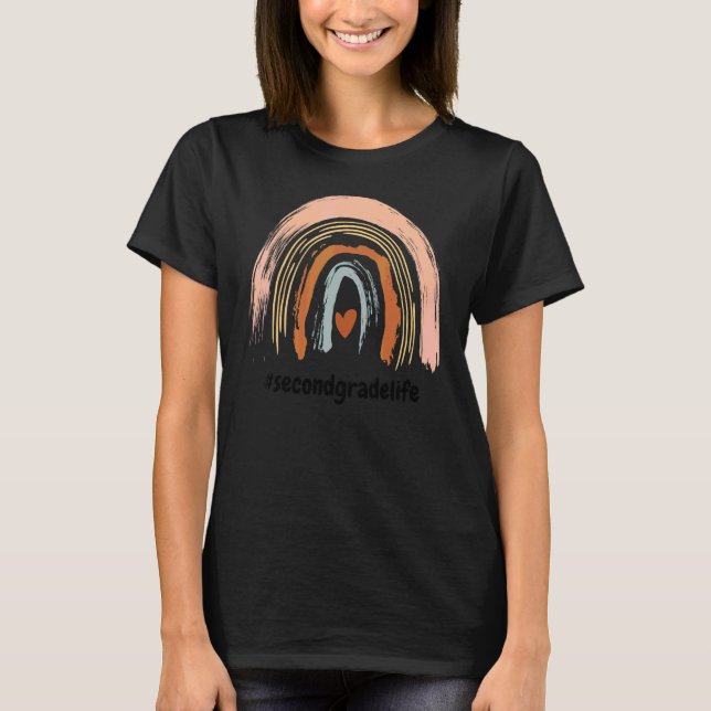 Rainbow Second Grade Life Second Grade Vibes Back  T-Shirt (Front)
