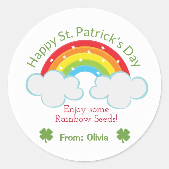 Rainbow Seeds St. Patrick's Day Custom Sticker (Front)
