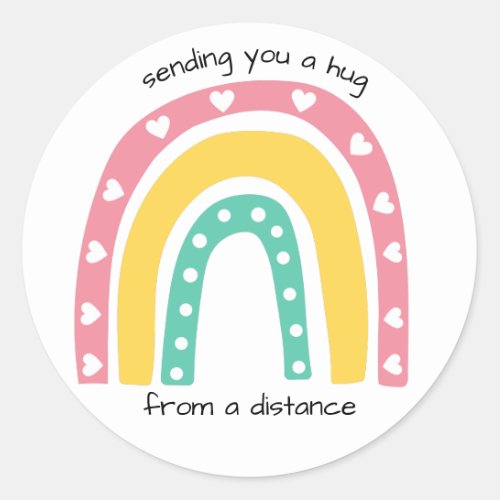 Rainbow Sending You A Hug From a Distance Classic Round Sticker