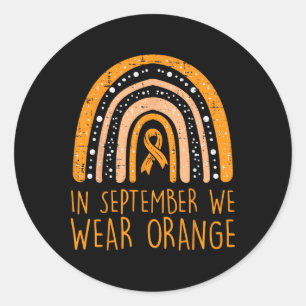 Rainbow September We Wear Orange Leukemia Awarenes Classic Round Sticker