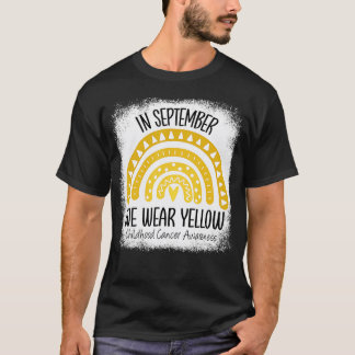 Rainbow September We Wear Yellow Childhood Cancer T-Shirt
