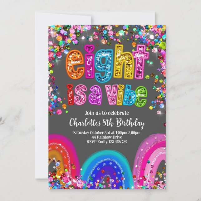 Rainbow Sequin Glitter 8 is a Vibe Invitation (Front)