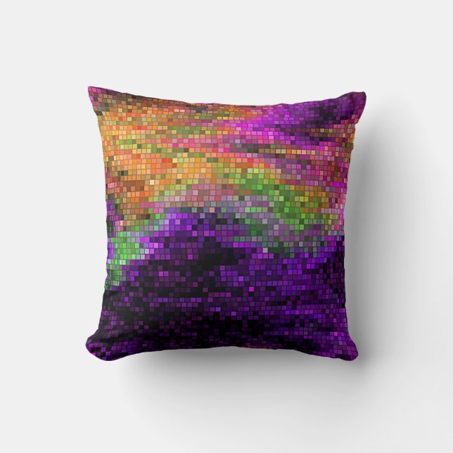 Rainbow Sequin Throw Pillow 16" x 16" (Front)