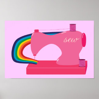Rainbow Sewing Machine Poster