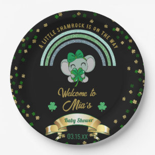 Rainbow Shamrock Elephant St Patrick Baby Shower P Paper Plates