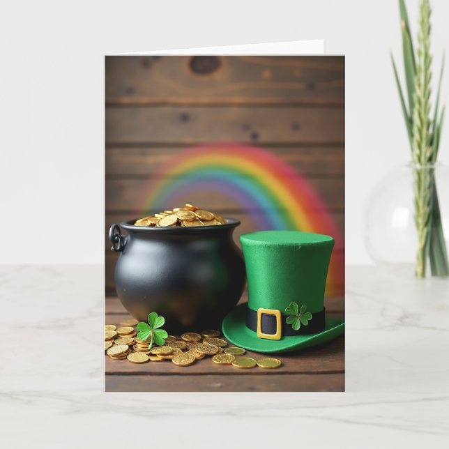 Rainbow Shamrock Lucky Card (Front)