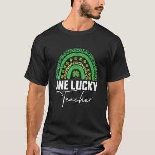 Rainbow Shamrock One Lucky Teacher St Patricks Day T-Shirt