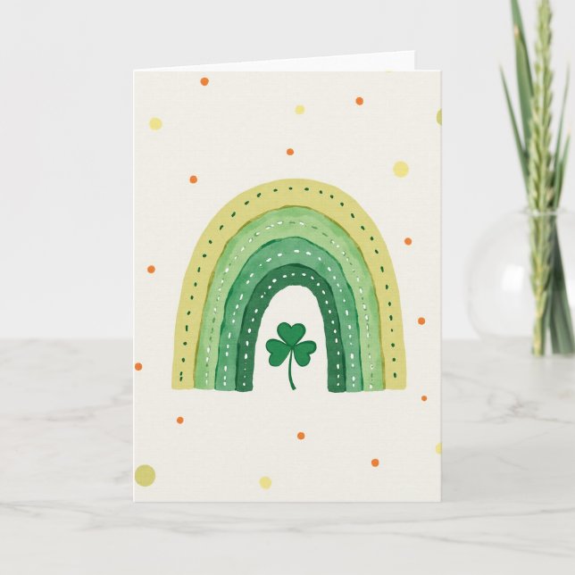 Rainbow Shamrock Polka Dot Card (Front)