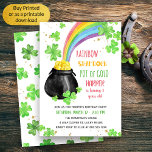 Rainbow Shamrock Pot of Gold Kids Birthday Invitation<br><div class="desc">Kids birthday invitation with lucky Irish St Patricks Day theme, lettered with "rainbow shamrock pot of gold [name] is turning ... years old". Cute and colorful watercolor design decorated with shamrock and gold stars, 4 leaf clover, rainbow and pot of gold. Gender neutral watercolor design for your lucky boy or...</div>