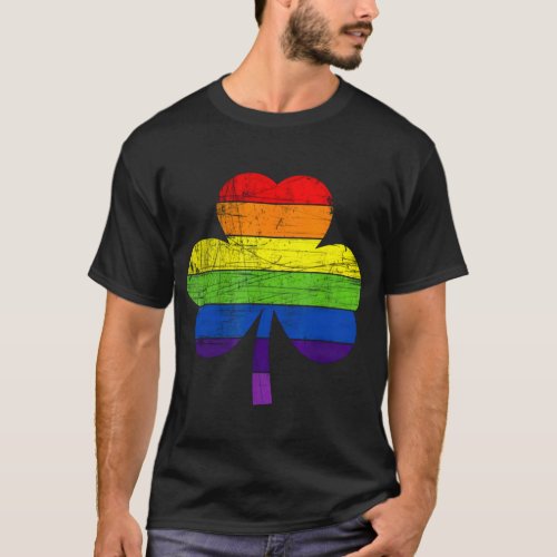 Rainbow Shamrock T_Shirt Vintage Style St Patricks