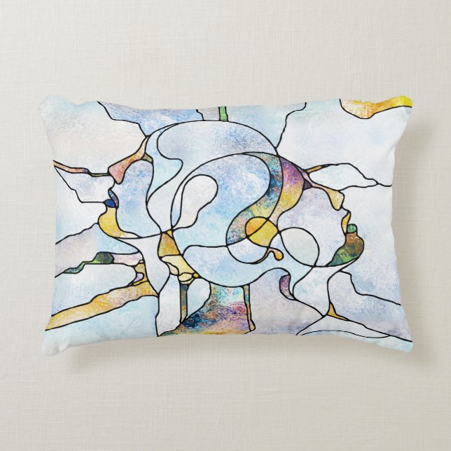 Rainbow shards, stained glass unity accent pillow (Front)