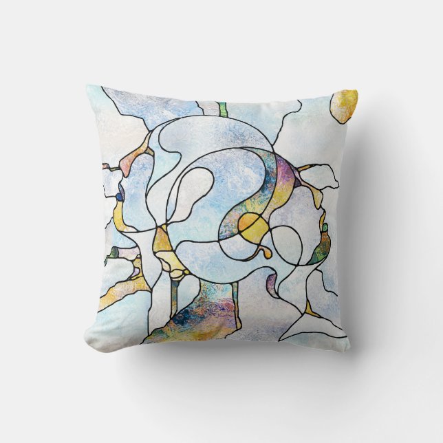 Rainbow shards, stained glass unity throw pillow (Front)